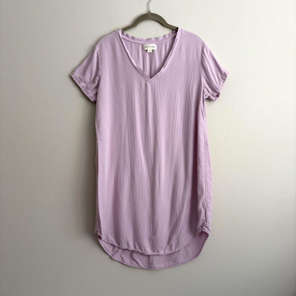 Anthropologie Cloth & Stone T-Shirt Dress Tunic V-Neck Purple Size Medium Casual